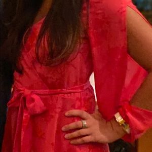 Pink and Red Open Sleeve Romper